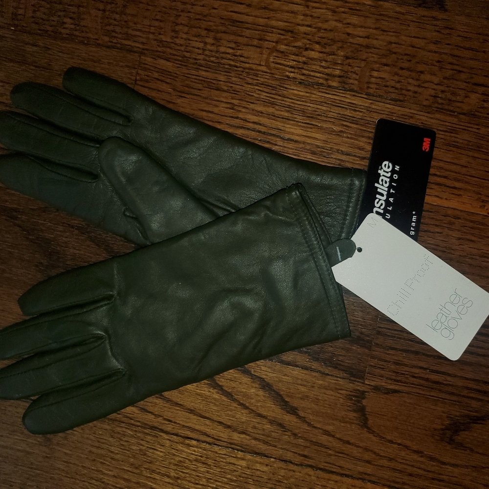 Green leather gloves